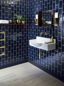 staggered design in a bathroom